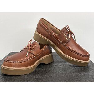 Sperry Women's 12 Bayside Boat Shoe Sahara Brown Leather Chunky (STS89211)